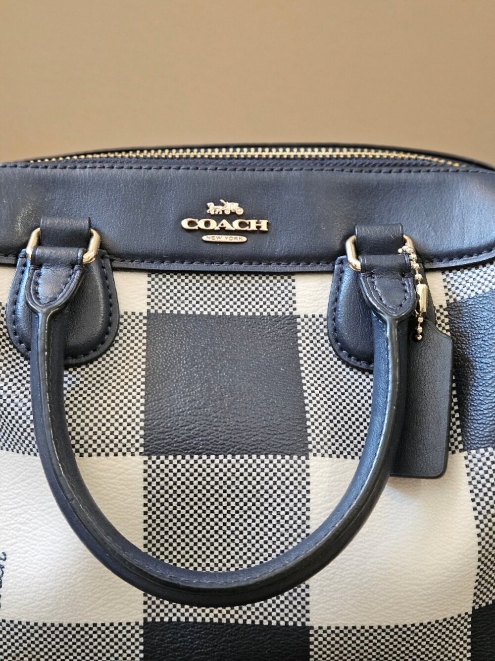 Women's Coach Mini-Bennett Satchel, Midnight Blue Plaid - Picture 3 of 16